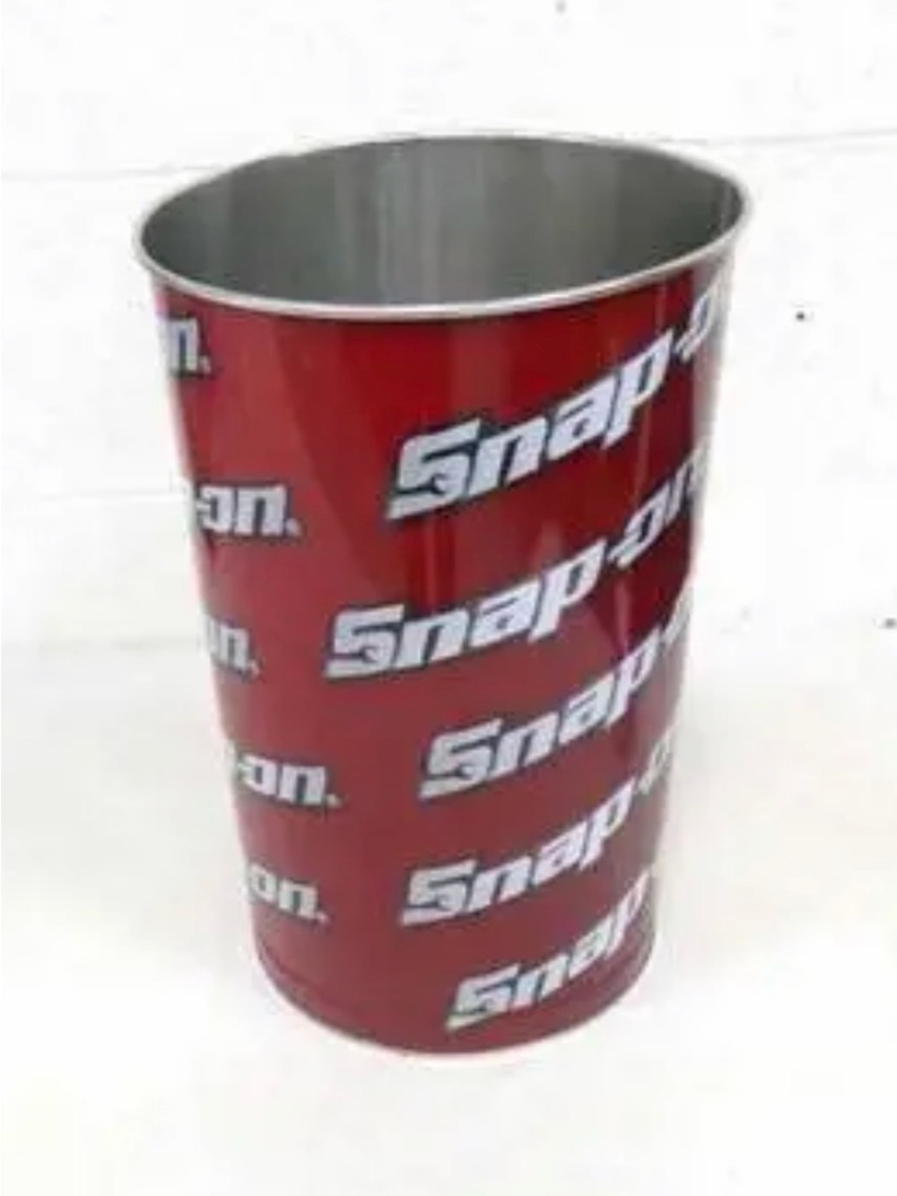Snap-on Red Branded Metal Waste Bin